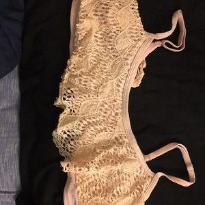 Frayed light pink bikini top